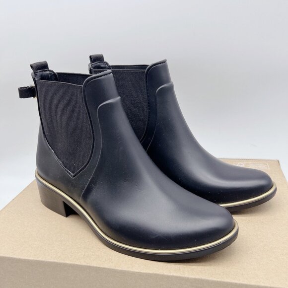 Kate Spade Solstice Women’s Ankle Bow Rain Boots Heeled Black Pull On US 11 - Picture 4 of 11